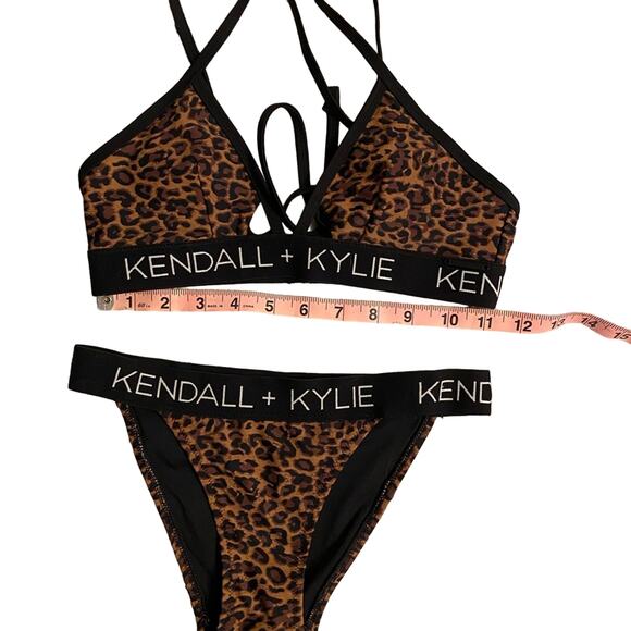 Women’s sexy leopard cheetah animal print triangle bikini. Kendall & Kylie 2pc. - Picture 10 of 11
